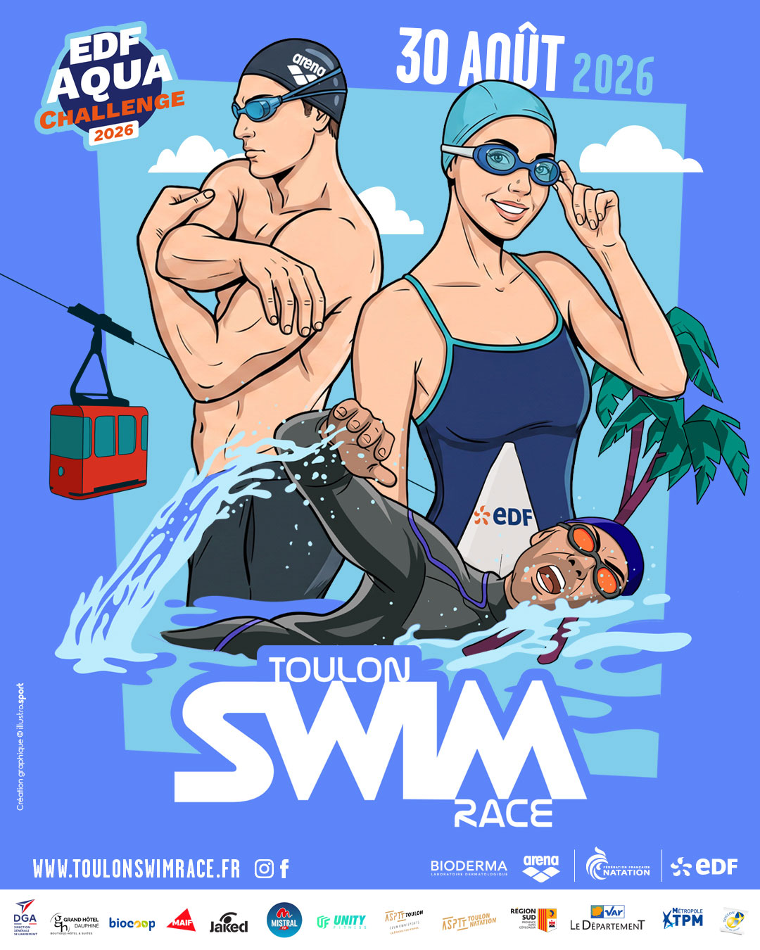 RETOUR DE LA TOULON SWIM RACE ! Rdv le 30 août 2026 sur les plages du Mourillon ! Toutes les informations sur toulonswimrace.fr